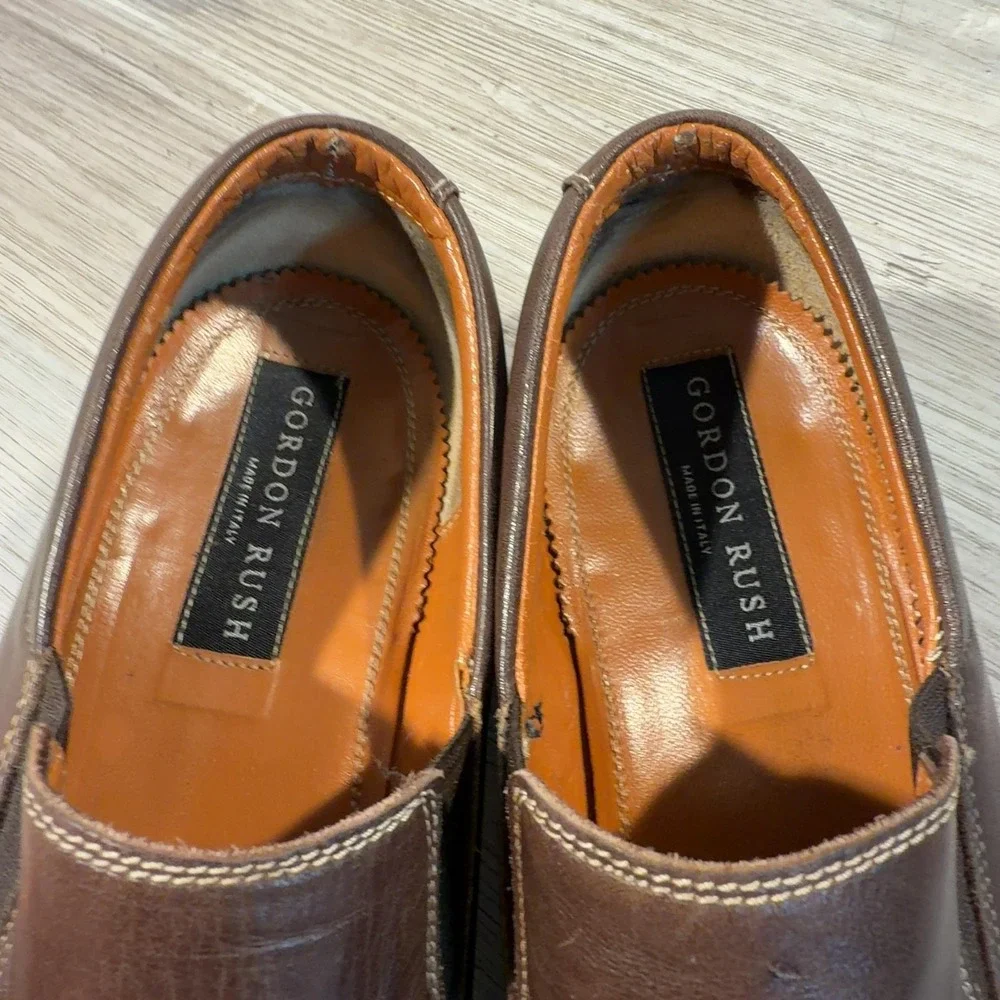 Gordon Rush Loafers Mens Sz 7.5 Brown Leather Slip On Apron Dress Shoes